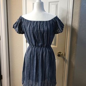 Summer mini dress. Denim look.
